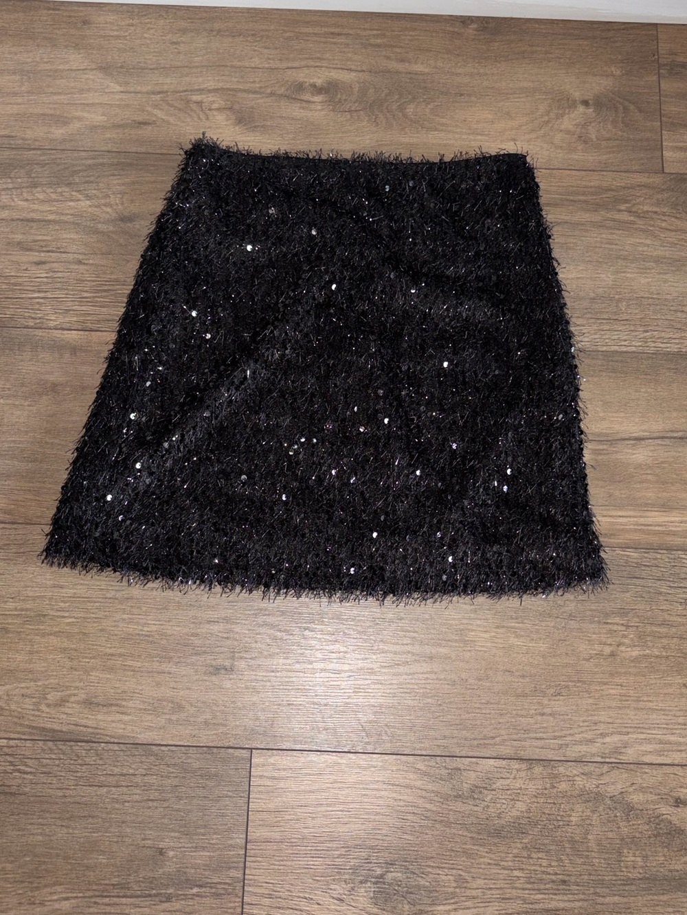 Loft Fuzzy Black Sequin Mini Skirt